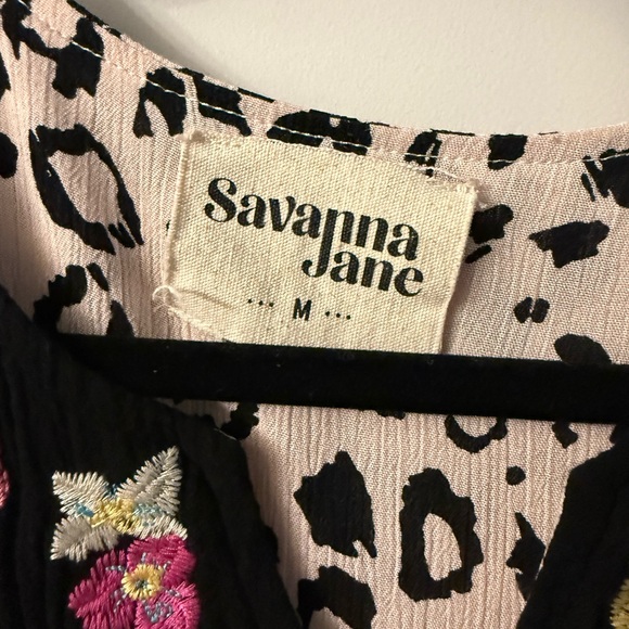 Savanna Jane Black and Pink Embroidered Dress - Picture 3 of 4